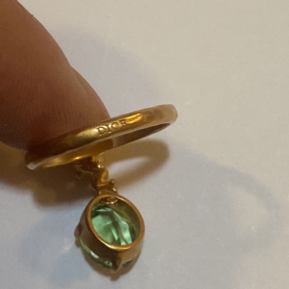 Dior Dream Ring size M Gold Finish Metal With Green Crystal - Picture 8 of 8